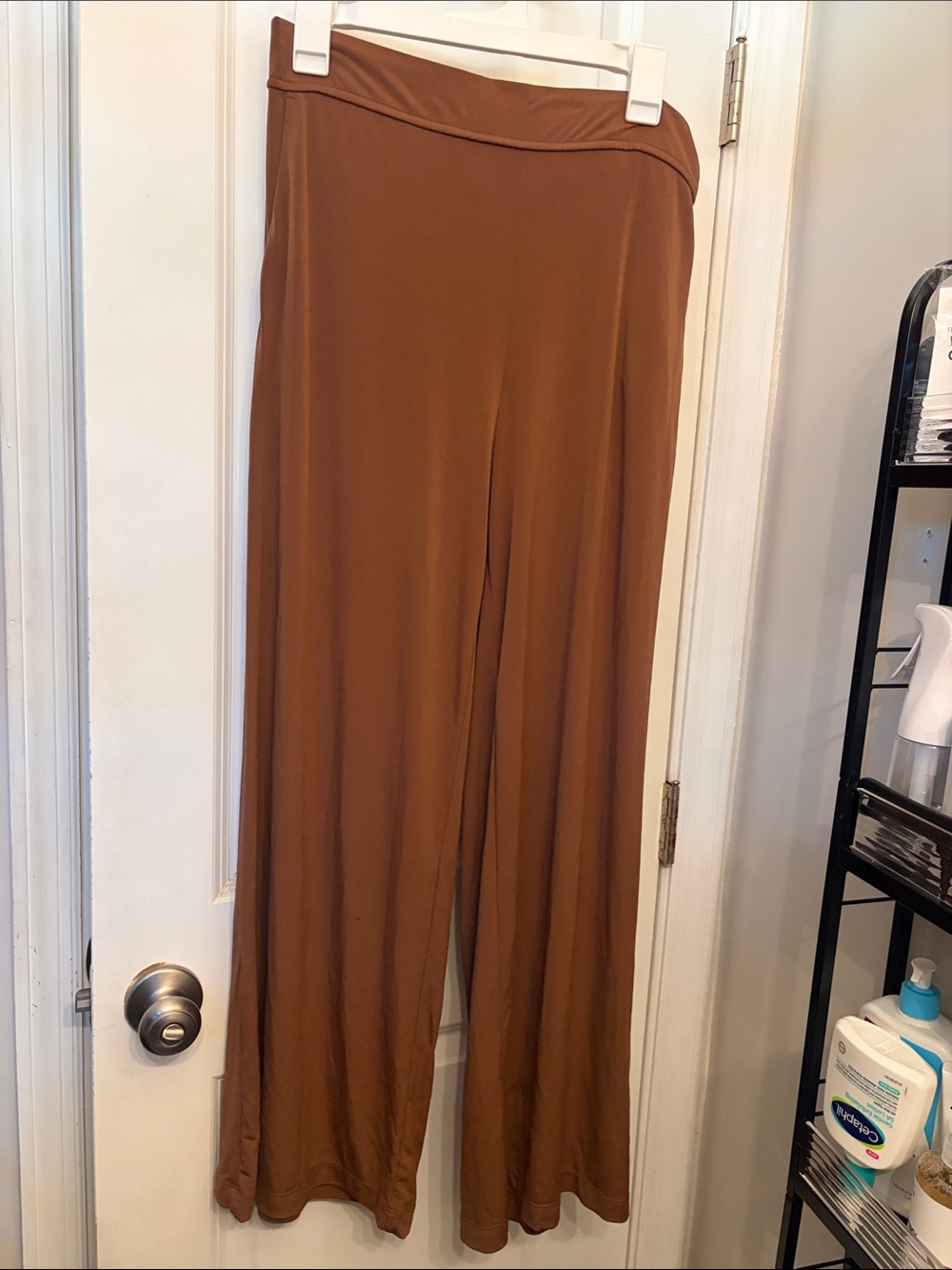Three Dots Wide-Leg Pull-On Pants in Chestnut Brown